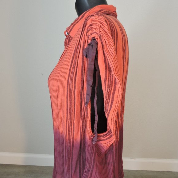 FREE PEOPLE Coral Ombre Baby Blues Tie Shoulder Top Size Small - Picture 2 of 6